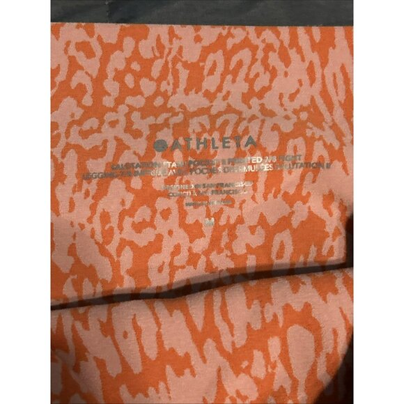 ATHLETA Orange Velocity Legging Pocket 7/8 Tight Active Workout M Leopard Print - Picture 2 of 5